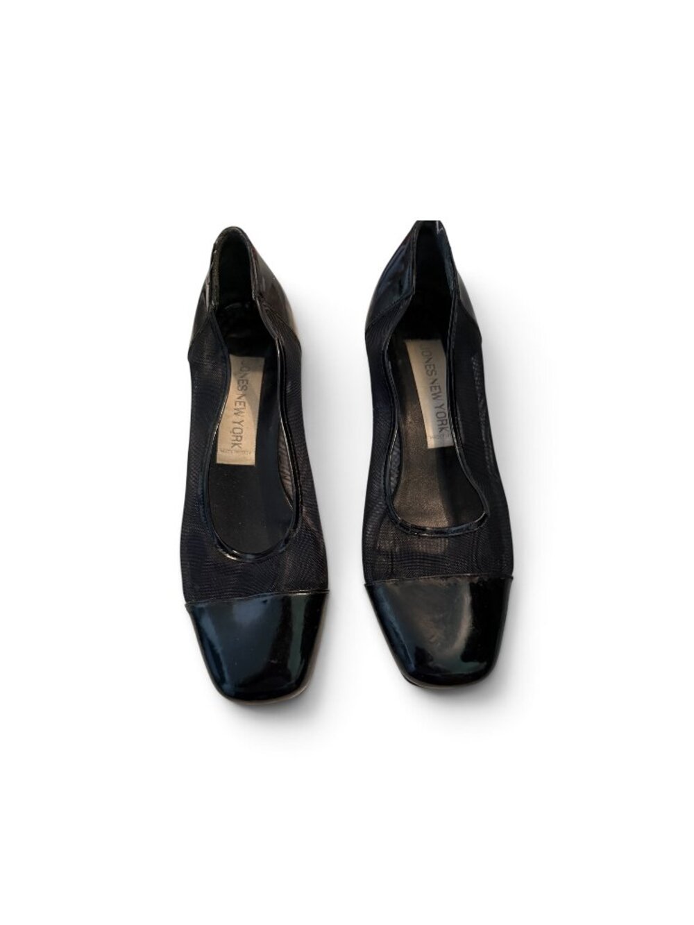 Jones New York Black Patent Toe Mesh Flat Shoes size 7B